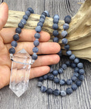 Clear Quartz Double Point Pendant Dragon Ven Agat Necklace