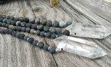 Clear Quartz Double Point Pendant Dragon Ven Agat Necklace
