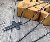 Hematite Cross Hematite Stone Beads Necklace 50x33mm - Choose Length