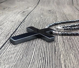Hematite Cross Hematite Stone Beads Necklace 50x33mm - Choose Length