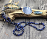 Sodalite Labradorite Pendant Necklace with Quartz Beads