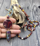 Mookaite Labradorite Pendant Stone Beads Necklace