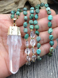Natural Quartz Pendant African Turquoises Quartz Knot Necklace