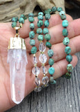 Natural Quartz Pendant African Turquoises Quartz Knot Necklace