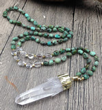 Natural Quartz Pendant African Turquoises Quartz Knot Necklace