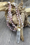 Natural Quartz Pendant Rose Quartzs Knot Necklace