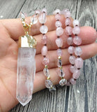 Natural Quartz Pendant Rose Quartzs Knot Necklace