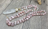 Natural Quartz Pendant Rose Quartzs Knot Necklace