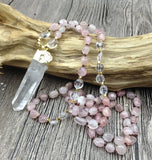 Natural Quartz Pendant Rose Quartzs Knot Necklace