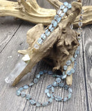 Natural Quartz Pendant Aquamarines Beads Knot Necklace
