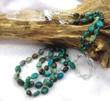 Clear Quartz Gold/Silver Pendant African Turquoises Necklace