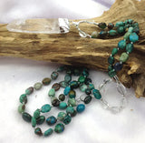 Clear Quartz Gold/Silver Pendant African Turquoises Necklace