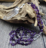 Rough Quartz Pendant Amethysts Nuggets Beads Knot Necklace