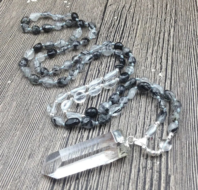 Rutilated Quartz Pendant Rough Quartz Necklace