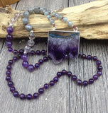 Natural Amethysts Druzy Stone Pendant Necklace
