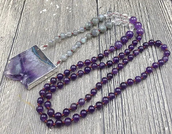 Natural Amethysts Druzy Stone Pendant Necklace