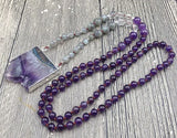 Natural Amethysts Druzy Stone Pendant Necklace
