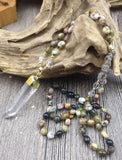 Rough Quartz Pendant Ocean Jaspers Nuggets Stone Beads Knot Necklace