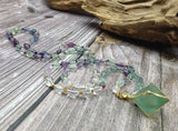 Natural Fluorite Octahedron Stone Pendant Necklace