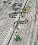 Natural Fluorite Octahedron Stone Pendant Necklace