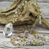 Natural Quartz Point Pendant Amethysts Rose Quartzs Necklace