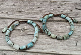 Natural Larimar Stone Column Beads Adjustable Bracelet