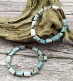 Natural Larimar Stone Column Beads Adjustable Bracelet