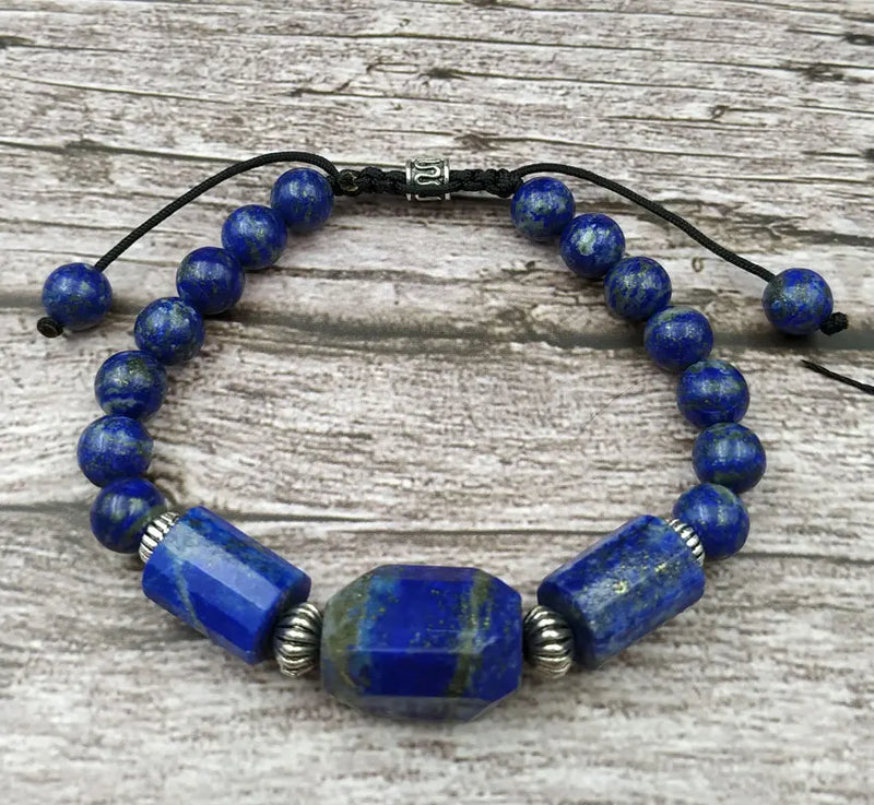 Labradorite Lapis Quartz Stone Beads Adjustable Bracelet