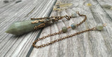 Antique Bronze Cap Labradorite Stone Point Healing Pendulum