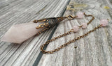 Antique Bronze Cap Rose Quartz Healing Pendulum Chain