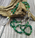 Natural Rough Quartz Pendant Green Agates Chips Stone Beads Necklace