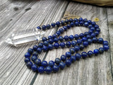 Natural Quartz Point Lapis Beads Necklace
