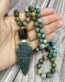 Natural Jaspers Arrow Pendant African Turquoises Beads Necklace