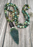 Natural Jaspers Arrow Pendant African Turquoises Beads Necklace