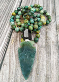Natural Jaspers Arrow Pendant African Turquoises Beads Necklace