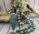 Natural Jaspers Arrow Pendant African Turquoises Beads Necklace
