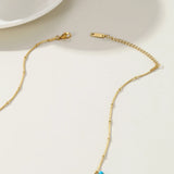 YACHAN 18K Chain Necklace Turquoise Stone Waterproof Jewelry