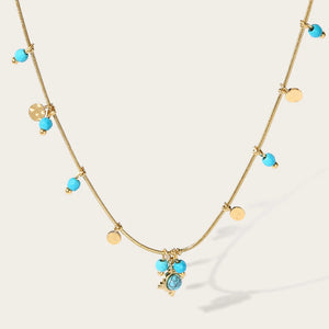 YACHAN 18K Chain Necklace Turquoise Stone Waterproof Jewelry