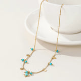 YACHAN 18K Chain Necklace Turquoise Stone Waterproof Jewelry