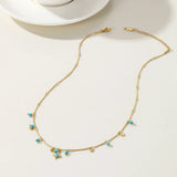 YACHAN 18K Chain Necklace Turquoise Stone Waterproof Jewelry