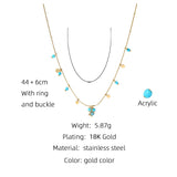 YACHAN 18K Chain Necklace Turquoise Stone Waterproof Jewelry