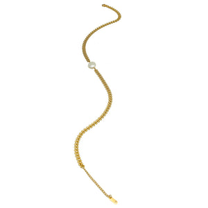 YACHAN 18K Gold-Plated Pearl Collarbone Choker Necklace for Women