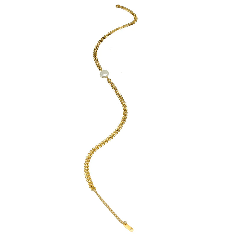 YACHAN 18K Gold-Plated Pearl Collarbone Choker Necklace for Women