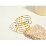 YACHAN 18K Plated Stainless Steel Wide Bangle Bracelet For Women