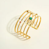 YACHAN 18K Plated Stainless Steel Wide Bangle Bracelet For Women