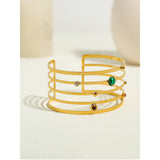 YACHAN 18K Plated Stainless Steel Wide Bangle Bracelet For Women
