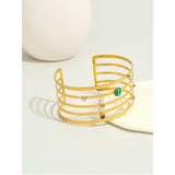 YACHAN 18K Plated Stainless Steel Wide Bangle Bracelet For Women