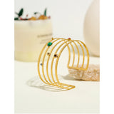 YACHAN 18K Plated Stainless Steel Wide Bangle Bracelet For Women