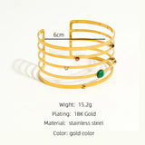 YACHAN 18K Plated Stainless Steel Wide Bangle Bracelet For Women