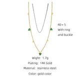 YACHAN Gold Chain Necklace with Green Crystal Triangle Pendants
